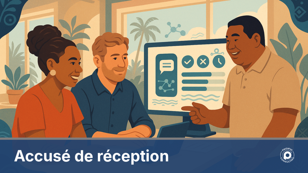 Illustration d'une équipe suivant en temps réel les accusés de réception d'une campagne SMS sur un tableau de bord