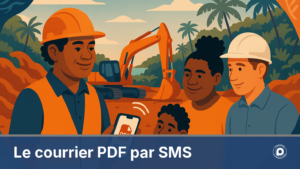 Conducteur de travaux envoyant un devis PDF par SMS depuis un chantier en Nouvelle-Calédonie
