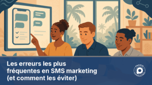 Illustration d'une equipe verifiant une campagne SMS marketing avant envoi en Nouvelle-Caledonie