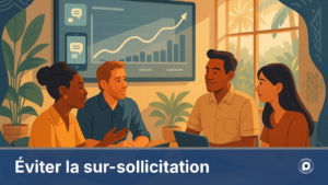 Illustration d'une équipe marketing analysant les signes de sur-sollicitation SMS sur un tableau de bord