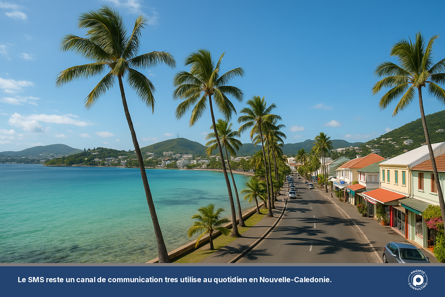 Vue de Noumea en Nouvelle-Caledonie illustrant le contexte local des envois SMS professionnels