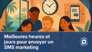 Illustration éditoriale de la meilleure heure pour envoyer un SMS marketing par une équipe calédonienne