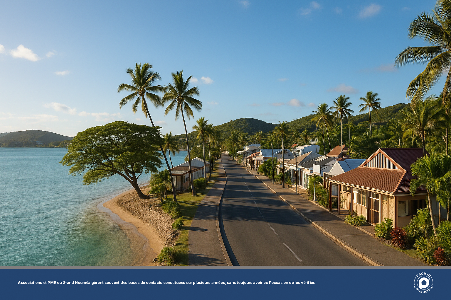 Vue du Grand Nouméa illustrant une organisation locale gérant sa communication par SMS