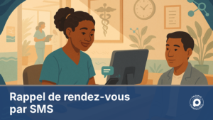 Illustration d'un secretariat medical calédonien envoyant un rappel de rendez-vous par SMS