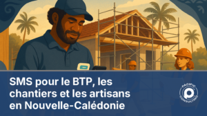 Illustration du SMS BTP chantier en Nouvelle-Calédonie : un artisan calédonien reçoit un message de chantier sur son téléphone