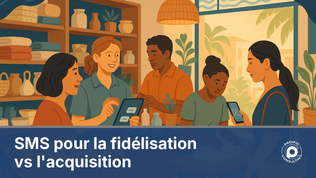 Illustration d'un commerce calédonien envoyant des SMS de fidélisation et d'acquisition