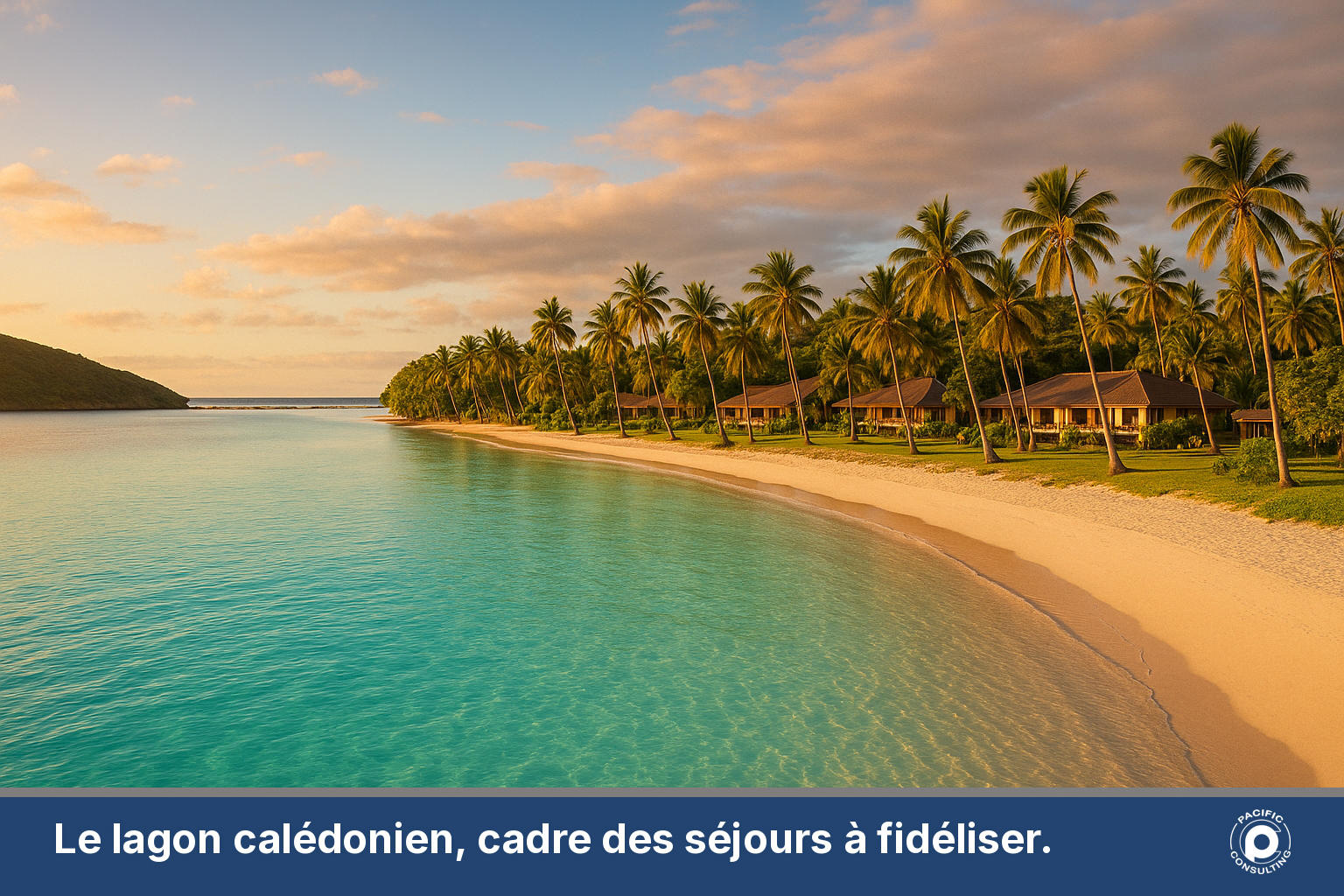 Baie et lagon de Nouvelle-Calédonie avec une structure hôtelière en bord de mer