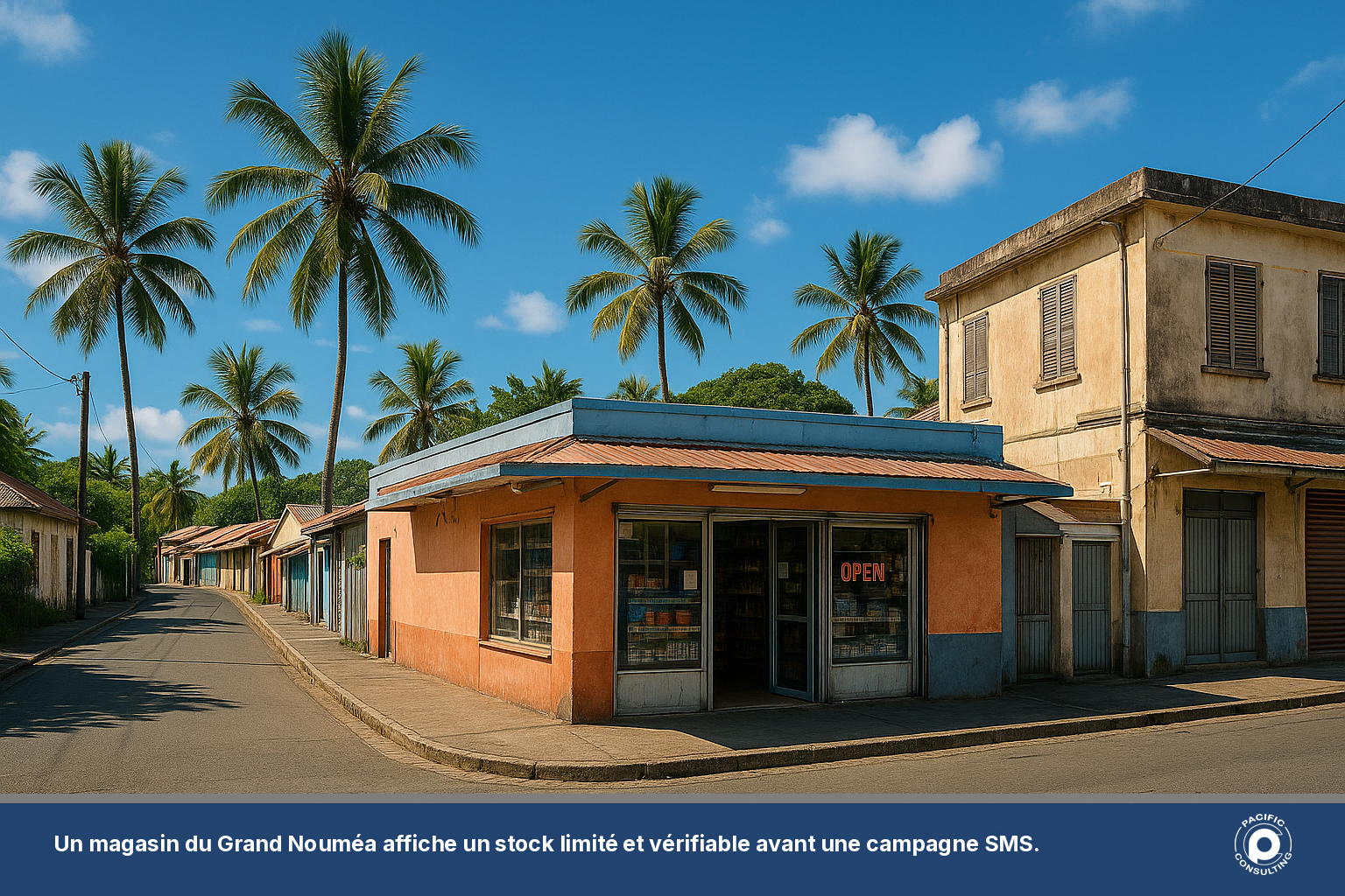 Devanture d'un commerce du Grand Nouméa pendant une période de soldes officielle